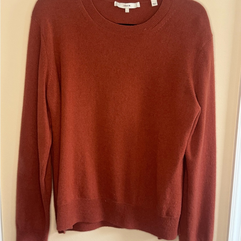 Vince Women's Rust 100% Cashmere Crew Neck Sweater